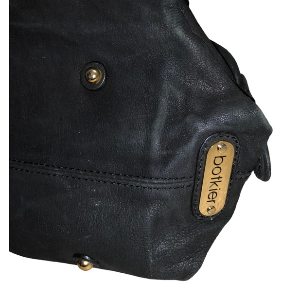 Botkier Black Leather Gold Hardware Zipper Accent Satchel Shoulder Bag - Picture 12 of 16